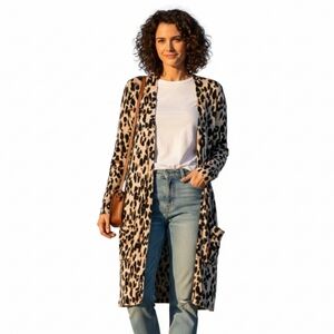 Halogen Womens Open Front Cardigan Duster Long Line Linen Boho Cottagecore Tan S